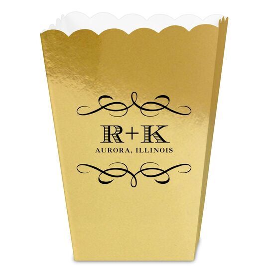 Courtyard Scroll with Initials Mini Popcorn Boxes